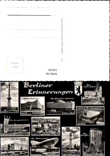 718530 Mehrbild AK Berlin Funkturm Kaufhaus Bilka Zoo-Palast Kongresshalle