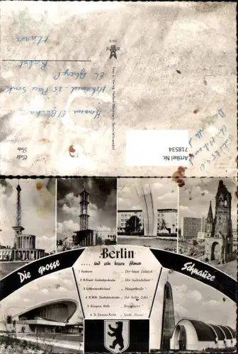 718534 Foto Mehrbild AK Berlin Funkturm Kongreßhalle Gedächtniskirche