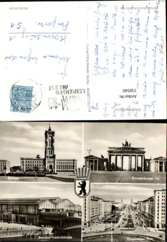 718540 Mehrbild AK Berlin Rathaus Brandenburger Tor Strausberger Platz Bahnhof Friedrichstraße
