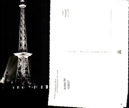 718557 Foto AK Berlin Funkturm b. Nacht Beleuchtet