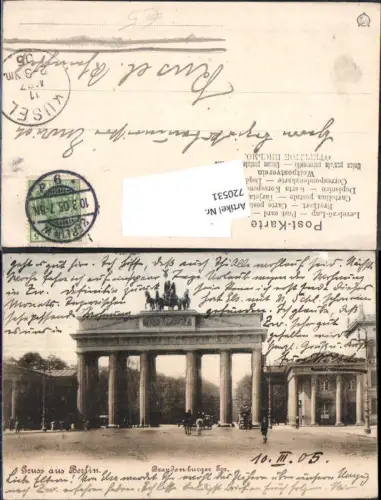 720531 Berlin Mitte Brandenburger Tor 1905 Stp. Kusel