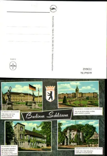 723662 Mehrbild AK Berlin Schloss Bellevue Schloss Charlottenburg Schloss Tegel