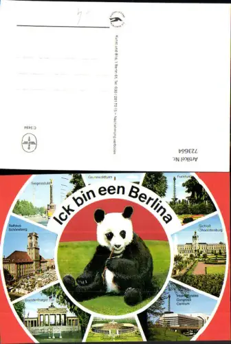 723664 Mehrbild AK Berlin Pandabär Rathaus Schöneberg Funkturm Brandenburger Tor