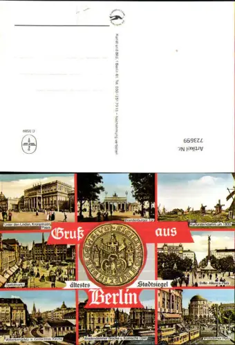 723699 Mehrbild AK Berlin Unter den Linden Brandenburger Tor Spittelmarkt Potsdamer Platz