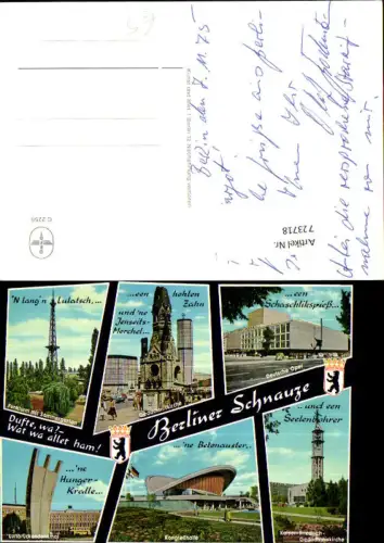 723718 Mehrbild AK Berlin Berliner Schnauze Funkturm Deutsche Oper