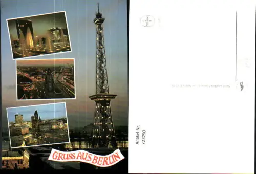723750 Mehrbild AK Berlin bei Nacht Funkturm Gedächtniskirche