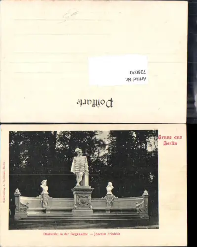 726070 tolle AK Gruss aus Berlin Siegesallee Joachim Friedrich pub Goldiner