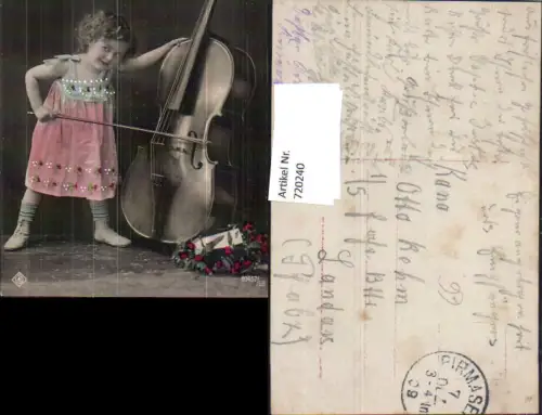 720240 tolle Foto-AK Kind Mädchen Geige Kleid Musik gel Landau Pfalz Pirmasens