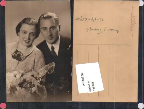 725969 Foto-AK Atelier R. Müller 1936 Wien Paar Frau Mann Rosen Blumen