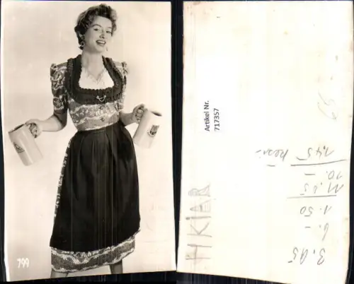 717357 Frau Tracht Dirndl mit Bier Bierkrug Dinkelacker Stuttgart