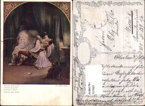 717363 Künstler AK D. Hock Romeo u. Julia Liebe Paar Kuss
