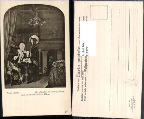 717377 Künstler AK F. von Mieris Der Cavalier im Verkaufsladen Liebe pub J. Löwy 58