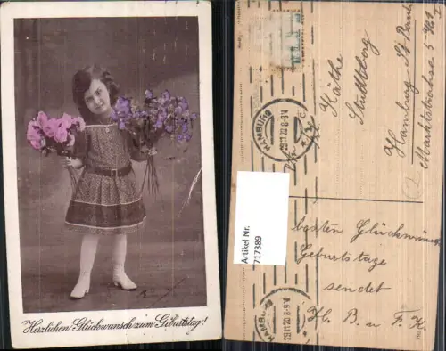 717389 Kind Mädchen mit Blumen Geburtstag