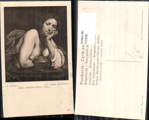 717396 Künstler AK F. Furini Die reuige Magdalena Frau Erotik Religion pub J. Löwy 45