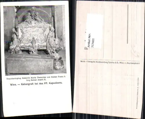 717401 Wien Vienna Kaisergruft Kaiserin Maria Theresia u. Kaiser Franz 1 Sarkophag Gruft Adel Monarchie
