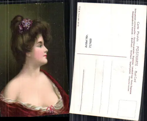 717409 Künstler AK A. Asti Frau Dekollete Erotik Portrait