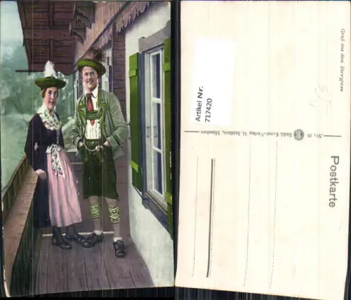 717420 Gruß aus den Bergen Paar Tracht Brauchtum Volkstypen Bayern