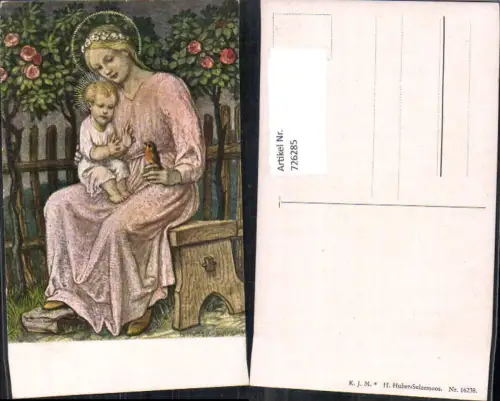 726285 Künstler AK H. Huber-Sulzemoos Heilige Mutter mit Jesuskind Vogel Religion
