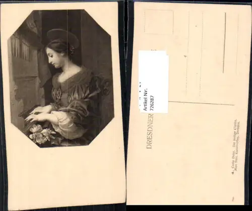 726287 Künstler AK Carlo Dolci Die heilige Cäcilie am Klavier Religion Passepartout