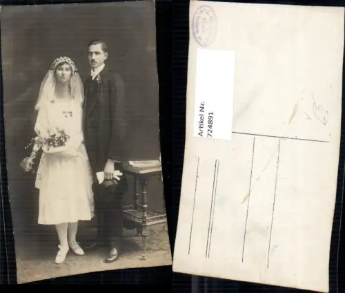 724891 Foto AK Hochzeit Brautpaar Portrait pub L. Stockmann Wien
