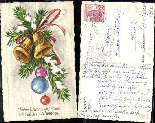 725030 Weihnachten Tannenzweig Glocke Schleife Weihnachtskugeln