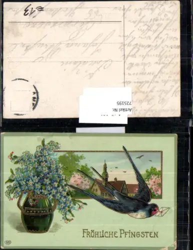 725195 Pfingsten Vogel Brief Vergissmeinnicht Pirmasens pub EAS