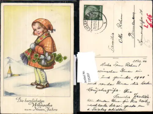 725207 Neujahr Kind Klee Kleeblätter pub EAS Stp. Zeulenroda gel Pirmasens