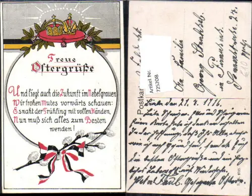 725208 Patriotik Ostern Krone Palmkätzchen Feldpost Pirmasens