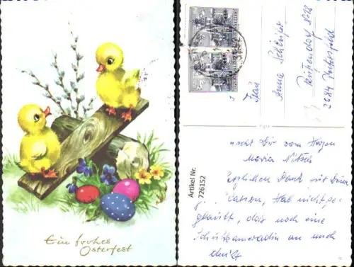 726152 Ostern Küken Bunte Eier Palmkätzchen