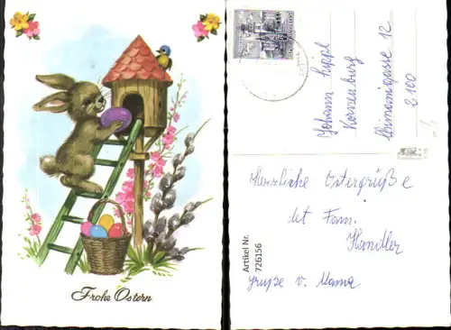726156 Ostern Hase Korb mit Ostereier Vogelhaus Vogel
