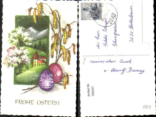 726157 Ostern Kirche Landschaft Ostereier Weidenzweig