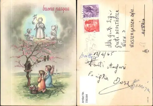 726164 Ostern Engel Baum m. Vögel Buona pasqua