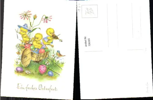 726165 Ostern Vermenschlichte Küken Geige Trompete Ostereier auf Wagen