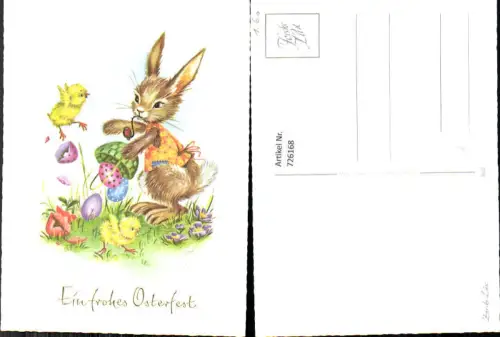 726168 Ostern Hasen vermenschlicht Pfeife Rauchen Küken Korb Bunte Eier