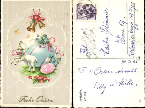 726188 Ostern Lamm Glocken Osterei Blumen Schleife