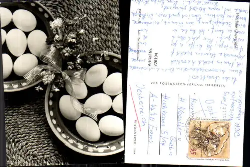 726194 Foto AK Bellmann Meinke Ostern Korb Schüssel mit Eier Blumen Schleife