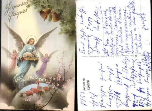 726208 Ostern Engel mit Lamm Gottes Bibel Glocken Ecce Agnus Dei