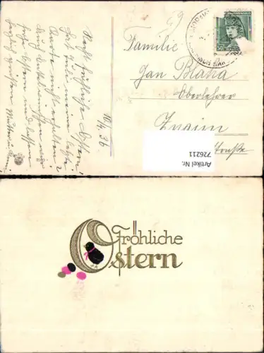 726211 Präge AK Ostern Schwarzes Küken Eier Goldschrift