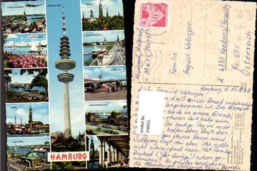 720931 Mehrbild AK Hamburg Jungfernstieg Michel Landungsbrücken Alsterarkaden gelaufen n. Vandans