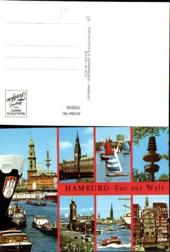 720956 Mehrbild AK Hamburg Tor zur Welt Rathaus Fernsehturm Hafen Schiffe