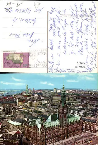 720977 Hamburg Rathaus u. Blick über d. City zum Hafen