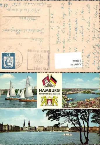 721012 Mehrbild AK Hamburg Rund um d. Alster Segelboote