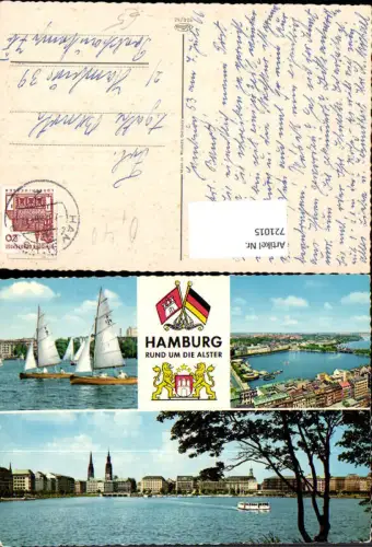 721015 Mehrbild AK Hamburg Rund um d. Alster Segelboote