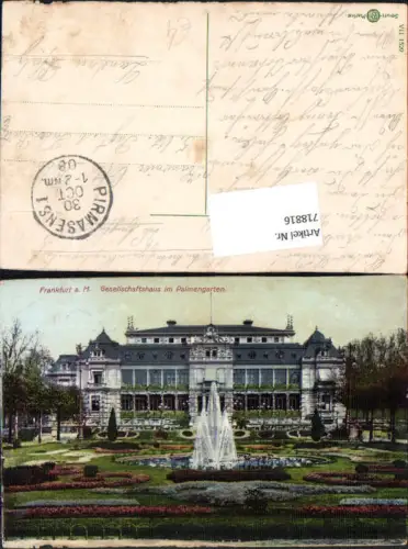 718816 Frankfurt am Main Gesellschaftshaus Palmengarten Feldpost Landau Pfalz