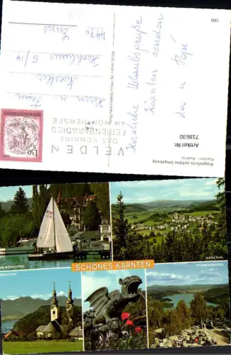 718630 Mehrbild AK Klagenfurt Maria Saal Maria Rain Pyramidenkogel Segelboot Lindwurm