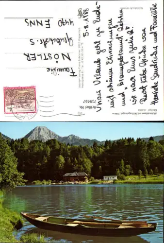 719467 Aichwaldsee m. Mittagskogel Finkenstein Ruderboot b. Ufer