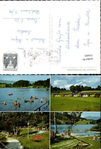 719481 Mehrbild AK Maltschacher See b. Feldkirchen Kärnten Feriendorf d. Sozialtourismus Badeufer Holzhäuser