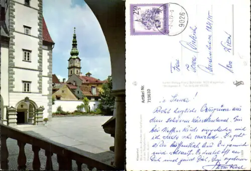 719610 Klagenfurt Blick a. d. Arkaden d. Landhauses a. Stadtpfarrturm