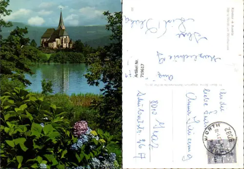 719617 Maria Wörth a. Wörthersee Kirche Blick v. Ufer Blumen