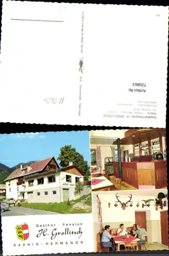 720863 Mehrbild AK Radnig Hermagor Gasthof Pension Grollitsch VW Bully Bus Gaststube